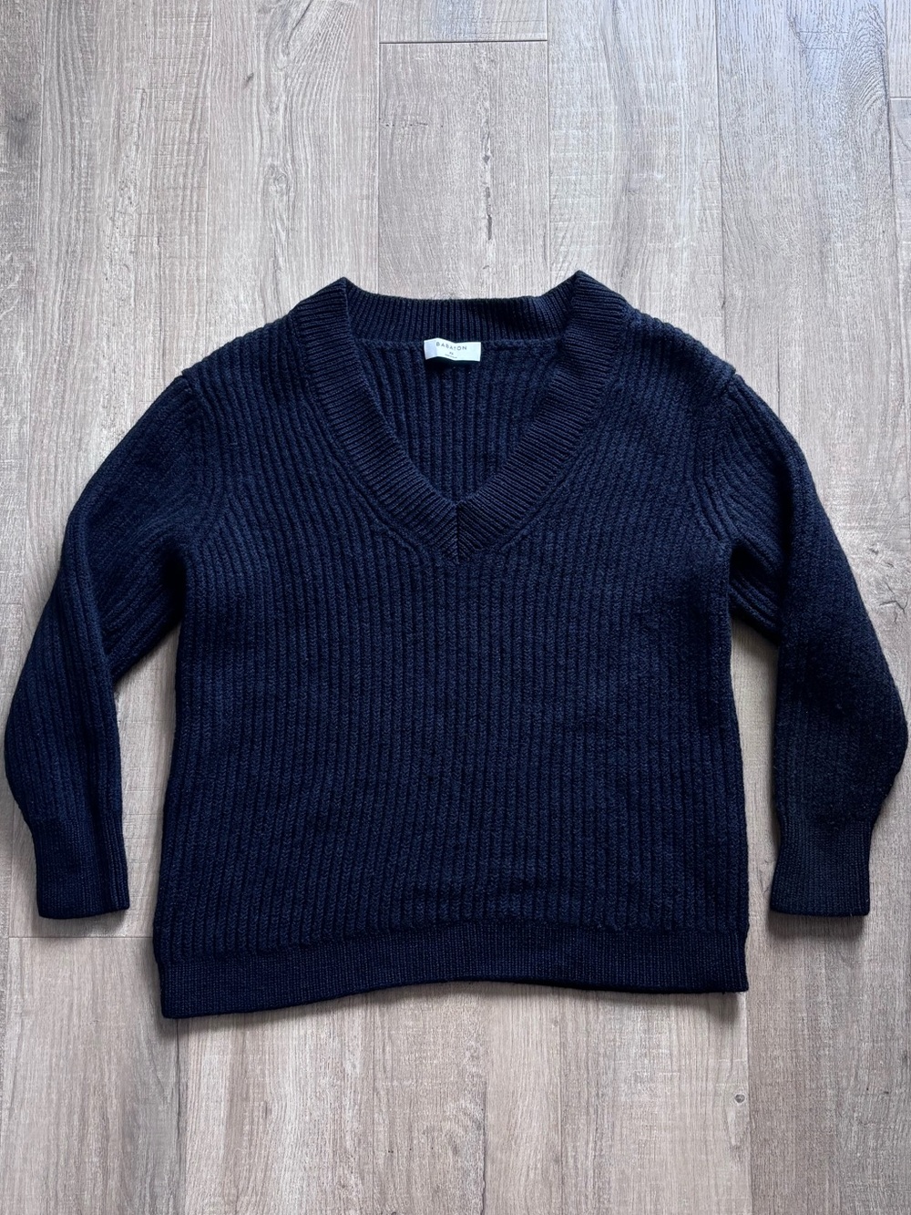 Babaton Roger V-Neck Wool Knit Sweater in Black